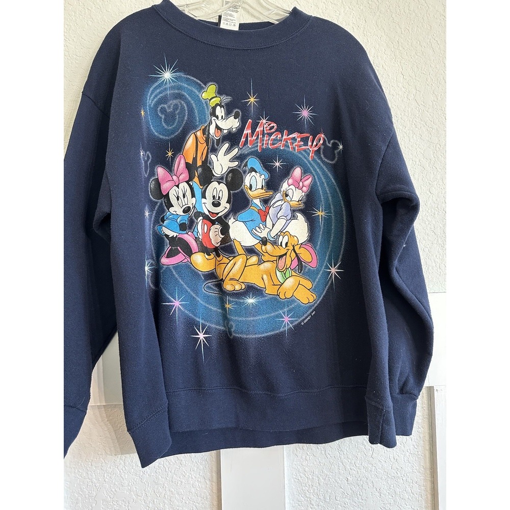 Vtg Disney Character Crew Neck Sweatshirt Navy Mickey Unlimited Adult M/L
